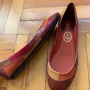 (NEW) Ash Italian snake print leather flats Size 6